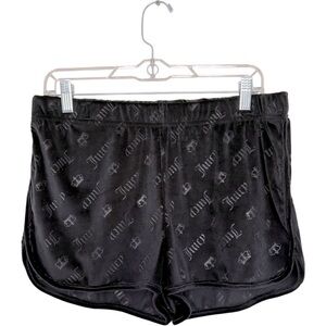 Juicy Couture‎ Black Logo Velour Shorts Size L NWOT